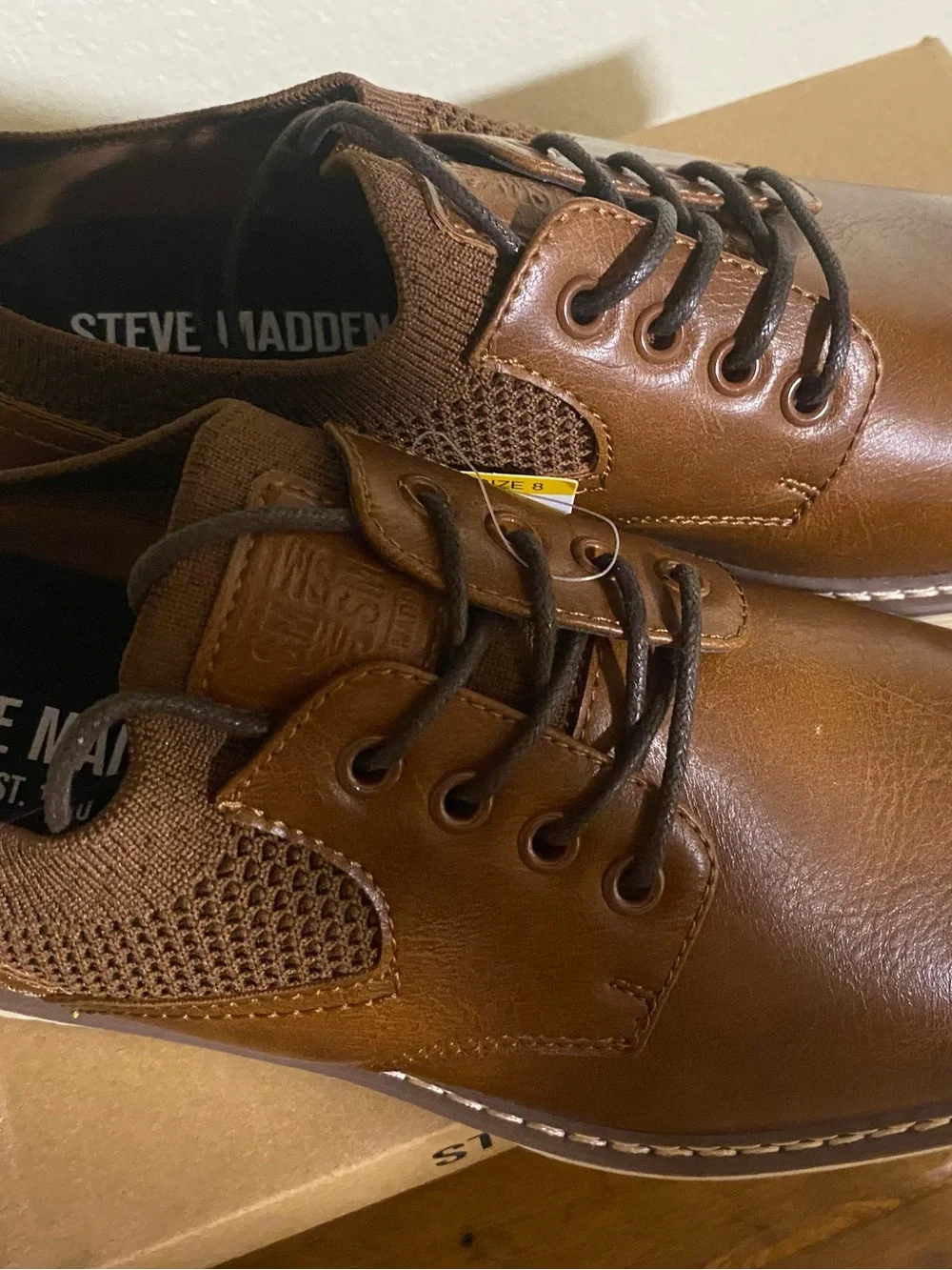 Steve Madden P-Kenson Brown Lace-Up Dress Shoes Men Size 8 NEW
